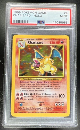 1999 Pokemon Unlimited Set #4/102 CHARIZARD Rare Holo PSA 9