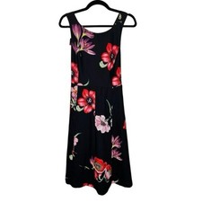 Ann Taylor Black Label CottageCore Boho Rear Bow Cross-back Floral Dress 