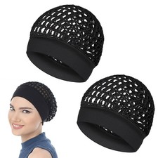 2 Pack Comfortable Hair Nets for Sleeping Elastic Knit Hair Net Stretchy Elas...