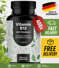 Vitamin B12 hochdosiert - 400 Tabletten mit 500µg Vit B12 + 200µg Folsäure …