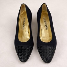 Bottega Veneta Vintage Woven Toe Pumps Black Italy Luxury Heels 7 B