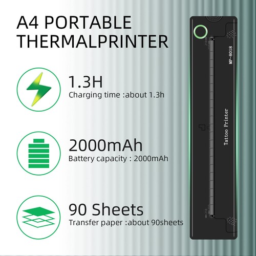 Portable Tattoo Thermal Printer Inkless Tattoo Pattern Line Drawing Printing GFL - Afbeelding 6 van 8