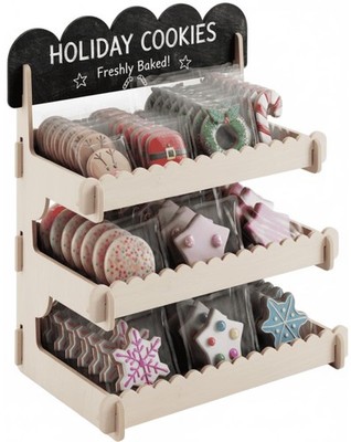HOTCAN Cookie Display Stand for Bakers & Vendors - Wooden Cookie Stand with Chal