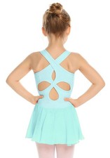 Arshiner Girls Hollow Back Ballet Leotard with Skirt Sleeveless Dance Dress