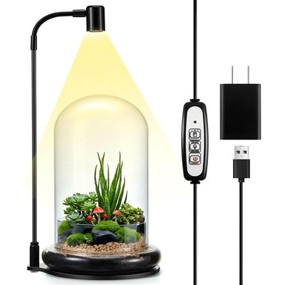 Plant Terrarium Kit with Grow Light, 4.8'' x 7.87'' Glass Dome Terrarium with...