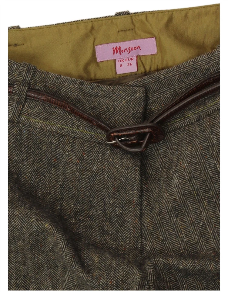 MONSOON Womens Bermuda Shorts UK 8 Small W28 Grey Herringbone Wool BM44 - Image 4 of 4