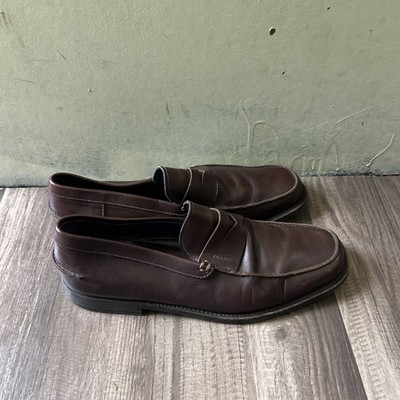 PRADA Mens Penny Loafer Prada Sz 7 Brown Smooth Leather Slip On