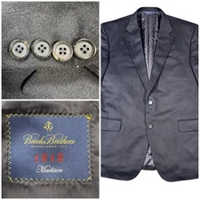 Brooks Brothers 44R 1818 Madison Loro Piana Cashmere Black Blazer Sport Coat