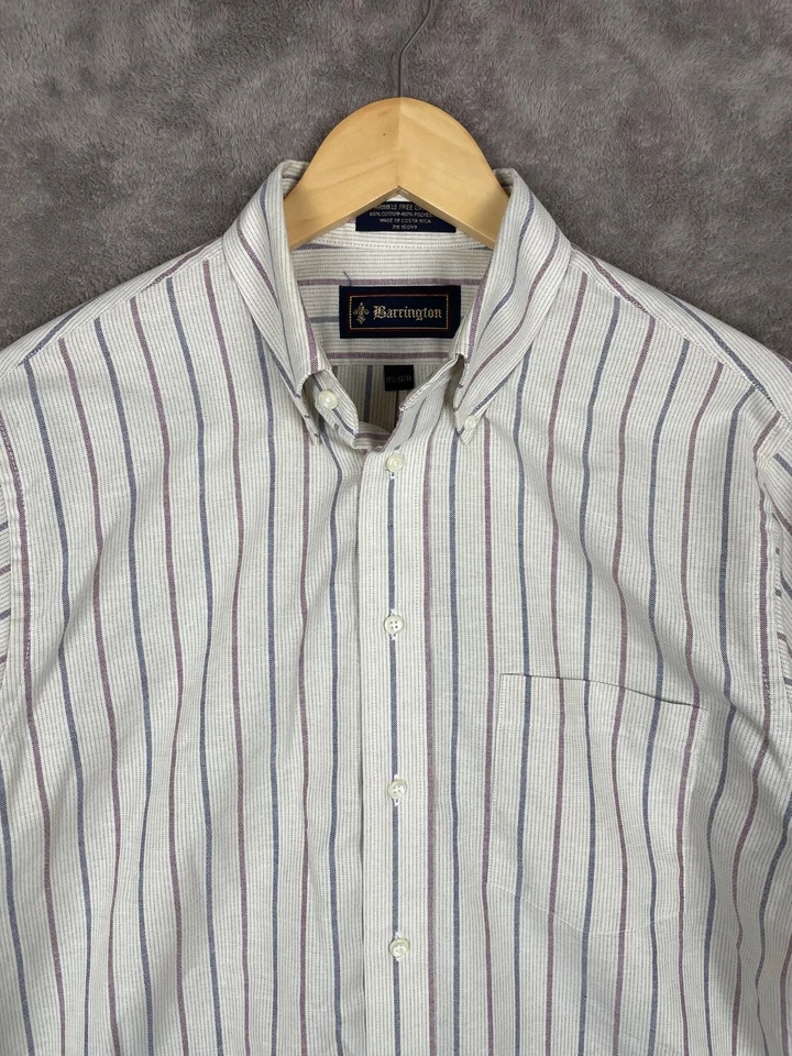 Barrington Off White Plaid Button Down Shirt Long Sleeve Mens 15 1/2 32/33 - Image 2 of 4