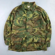 60s Vietnam Fatigue Rip Stop ERDL Jungle Camo USMC Jacket Slant Pocket 1960s
