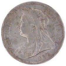 1900 Half Crown Coin - Queen Victoria - British Milled Silver Coin