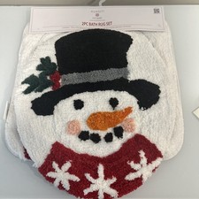 Christmas Snowman Bathroom Rug Set 2pc