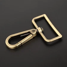 1.5 Inch Brushed Brass Purse Lobster Clasp Swivel Snap Hook, 10 PK