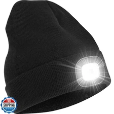 YMHB Unisex Beanie Hat with Light, USB Rechargeable LED Headlamp 