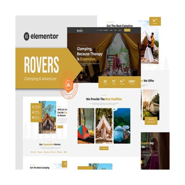⭐ Rovers – Glamour Camping & Adventure Elementor Template Kit ✅ GPL - Multi-s...