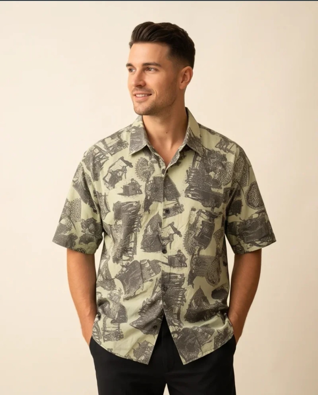 Camicia uomo fantasia verde