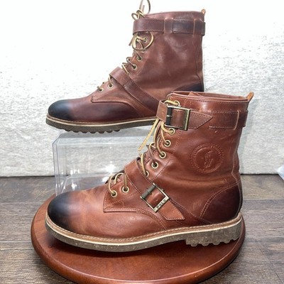 Ralph Lauren Maurice Leather Lace up Buckle Straps Men 13D Brown