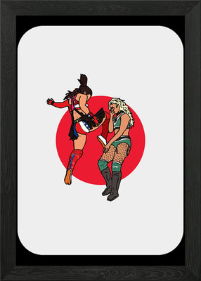 Flying Knee Strike - Pro Wrestling gerahmtes Wandbild Poster Leinwanddruck Bild
