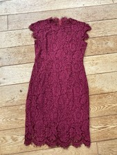 Vintage Burgundy Lace Elegant Evening Bodycon Party Dress Size Medium