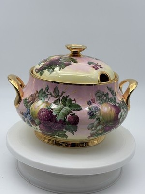 Marquis Royal Worcester Obst Karat Gold handbemalt große Terrine Suppe