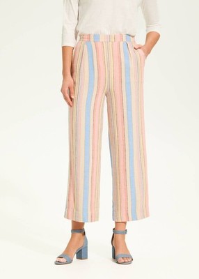 Fdj Women's Aperol Stripe Crop Trouser Size S
