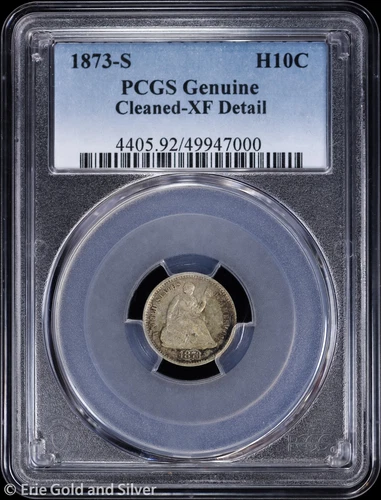 1873-S H10C Seated Liberty Half Dime PCGS Genuine XF Detail