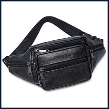 Genuine Leather Waist Bag men Waist Pack Waist Bag Funny Pack Belt Bag Men Chain