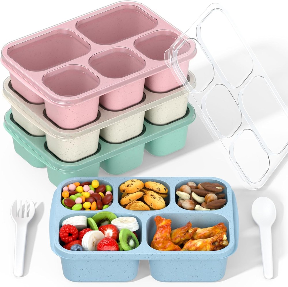 Bento Box Adult Lunch Box -, 5 - partment Meal Prep Container for Kids,