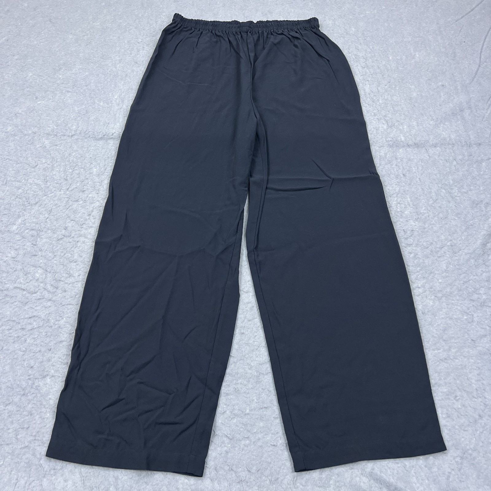 Eileen Fisher Pants Women's Large 100% Silk Wide Leg Pull On Stretch Minimalist