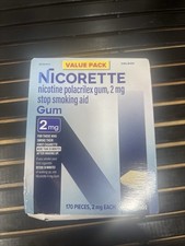 Nicorette Nicotine Gum Stop Smoking Aid 2mg Original Flavor 170 CT EXP 2028