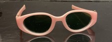 VTG 1950s Pink Cat-Eye Sunglasses Green Lens Straight Arms Rockabilly Retro