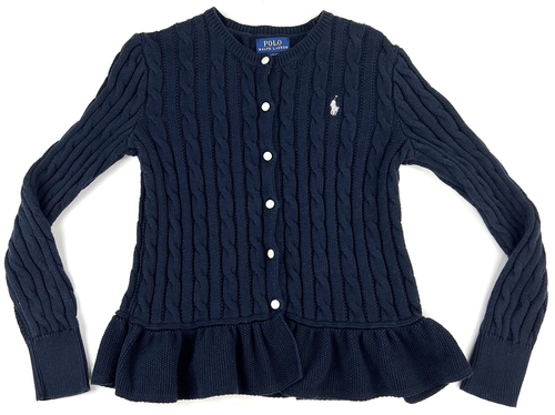 Cárdigan Polo Ralph Lauren Tejido con Cable Volantes Abotonados Azul Marino Oscuro M 8-10 para Niñas