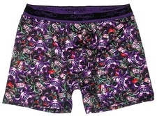Ed Hardy Logo Banda Love Kills Lentamente Púrpura Calaveras Bolsa Frontal Boxers Para Hombre Nuevo Sin Etiquetas