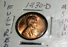 Lustrous Cartwheel Gem+ 100% RED Brilliant Uncirculated 1930-D Lincoln Penny L1