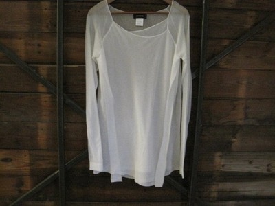 cividini long sleeved sheer white faux wrap top long length xl new never worn