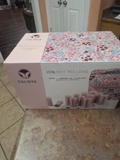 Calista Tools Ion Hot Rollers 12  1" Short 1.25"Medium Clips Stand Case Pink QVC