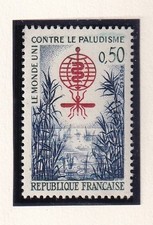 🦬Timbre France N°1338 - Luxe ** - Le monde contre le Paludisme - MNH** - 1962🦬