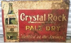 Vintage. Crystal Rock Pale Dry Ginger Ale Tin Advertising 3' X 2' Sign