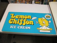 Baskin Robbins ice cream 1975 store poster sign LEMON CHIFFON pie umbrella fruit