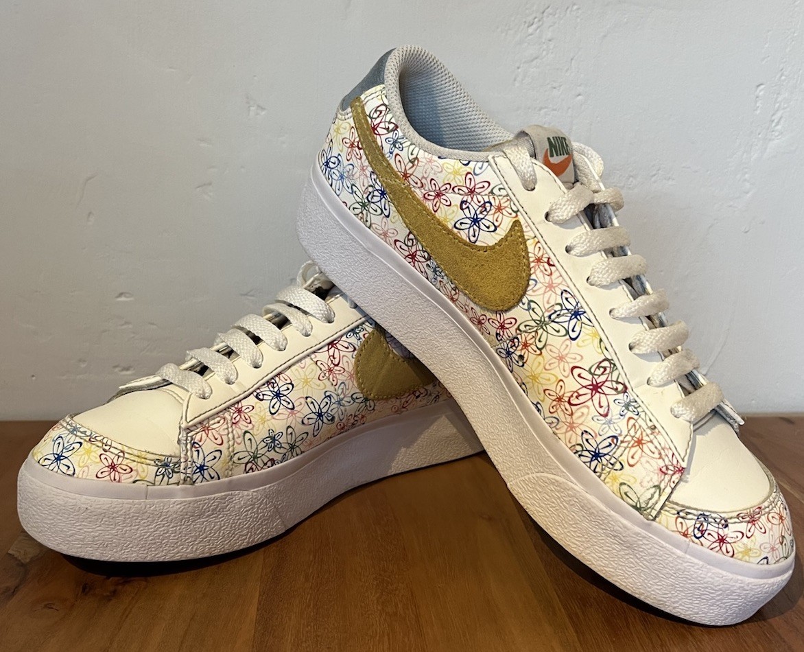 Nike Blazer Floral Low Top Platform Women's Trainers White UK Size Retro