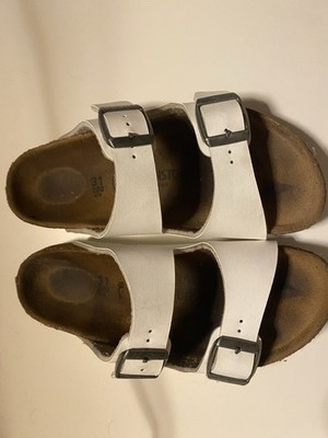 Birkenstock White Arizona Slide Sandals Cork Bed Straps, Kids Size 31 US 13-13.5