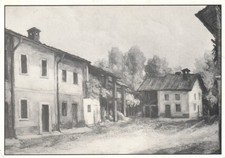 Pavia Inverno  Monteleone vecchio cortile , dipinto  F. Grande non spedita