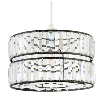 Schicker zweistufiger schwarzer Pendelleuchtenschirm mit Reihen von Acrylprismen von Hap...