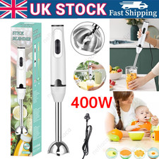400W Hand Blender Electric Stick Blender Curry Puree Food Mixer Liquidiser UK