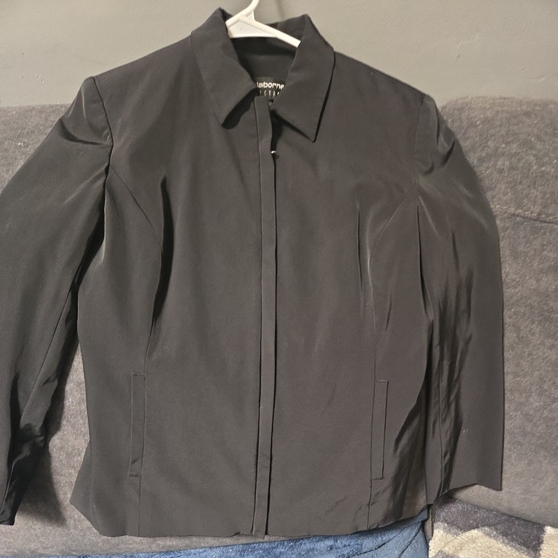 Liz Claiborne Black Zip Front Jacket Women’s Size-Classic Workwear Blazer