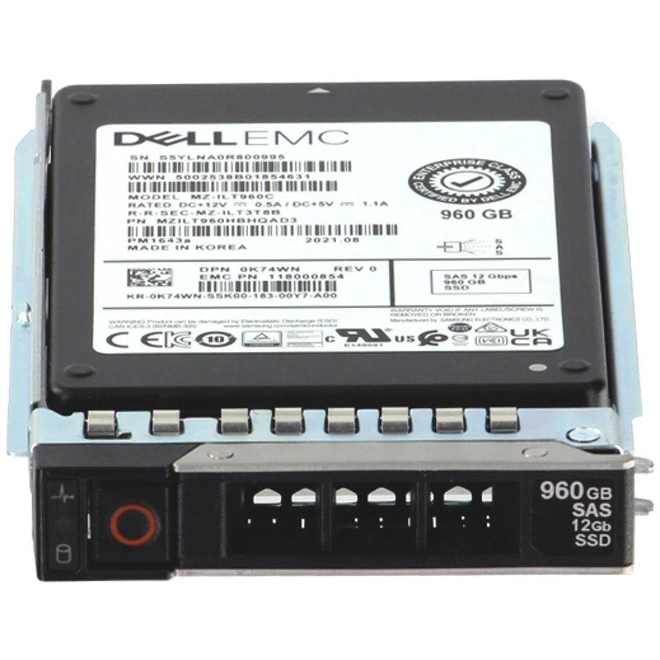 Dell 960GB 12Gbps SAS RI TLC 2.5 SSD PM1643a (ME4) CPO (K74WN) -R - Image 2 of 4