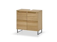 Waschbeckenunterschrank Waschtischschrank Badschrank Seyton Eiche Teilmassiv 2T