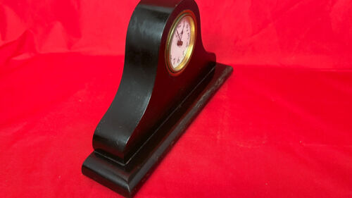 Antico orologio a mantello New Haven U.S.A. miniatura in legno di mogano con retro cammello - Foto 3 di 6
