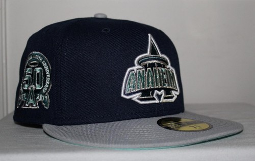 ANAHEIM ANGELS Ocean Storm 50th Patch NEW ERA 59FIFTY Fitted Hat Size 7 5/8 *5C - Picture 1 of 6