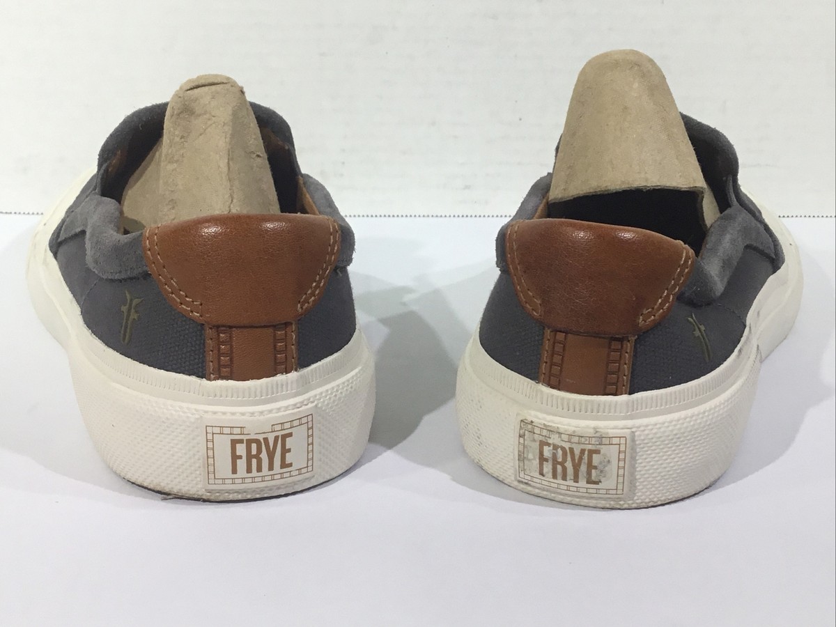 Frye Mens Size 8.5 Ludlow Slip On Gray Canvas Casual Loafers  display picture 3